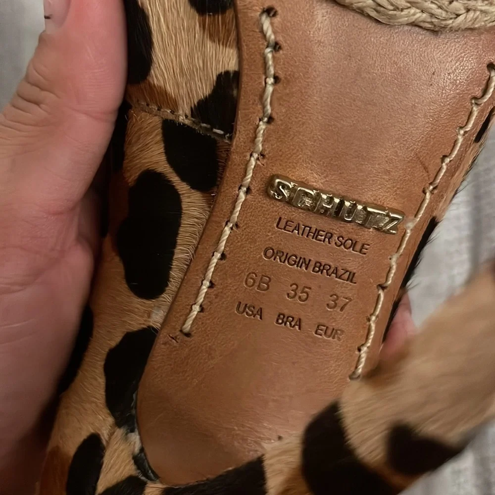 Schutz Leopard Print Calf Hair Pumps